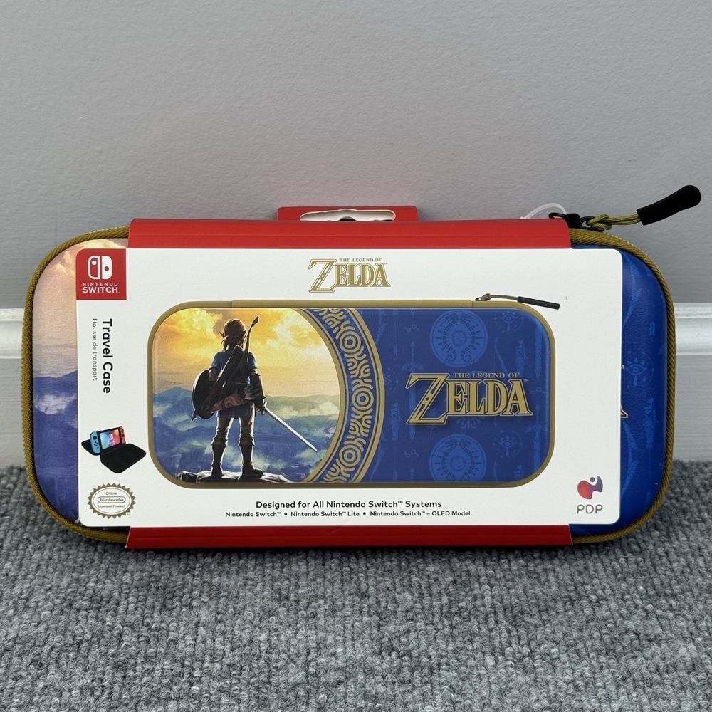 Nintendo Switch Game Travel Case Legend‎ of Zelda With Strap Hyrule Blue PDP New
